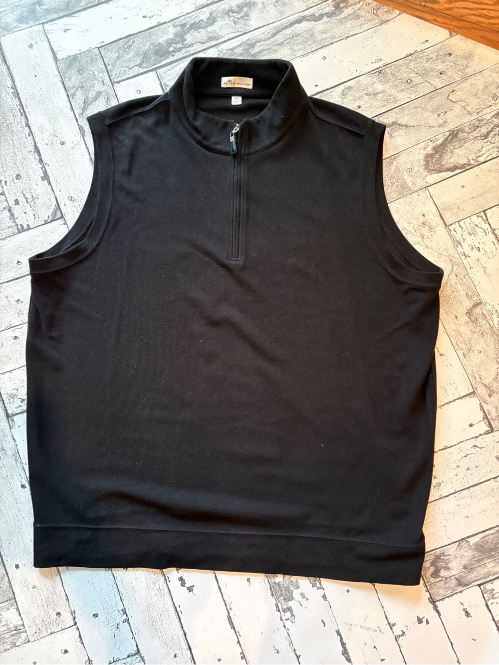 Peter Millar Black Zip-Neck Knit Vest